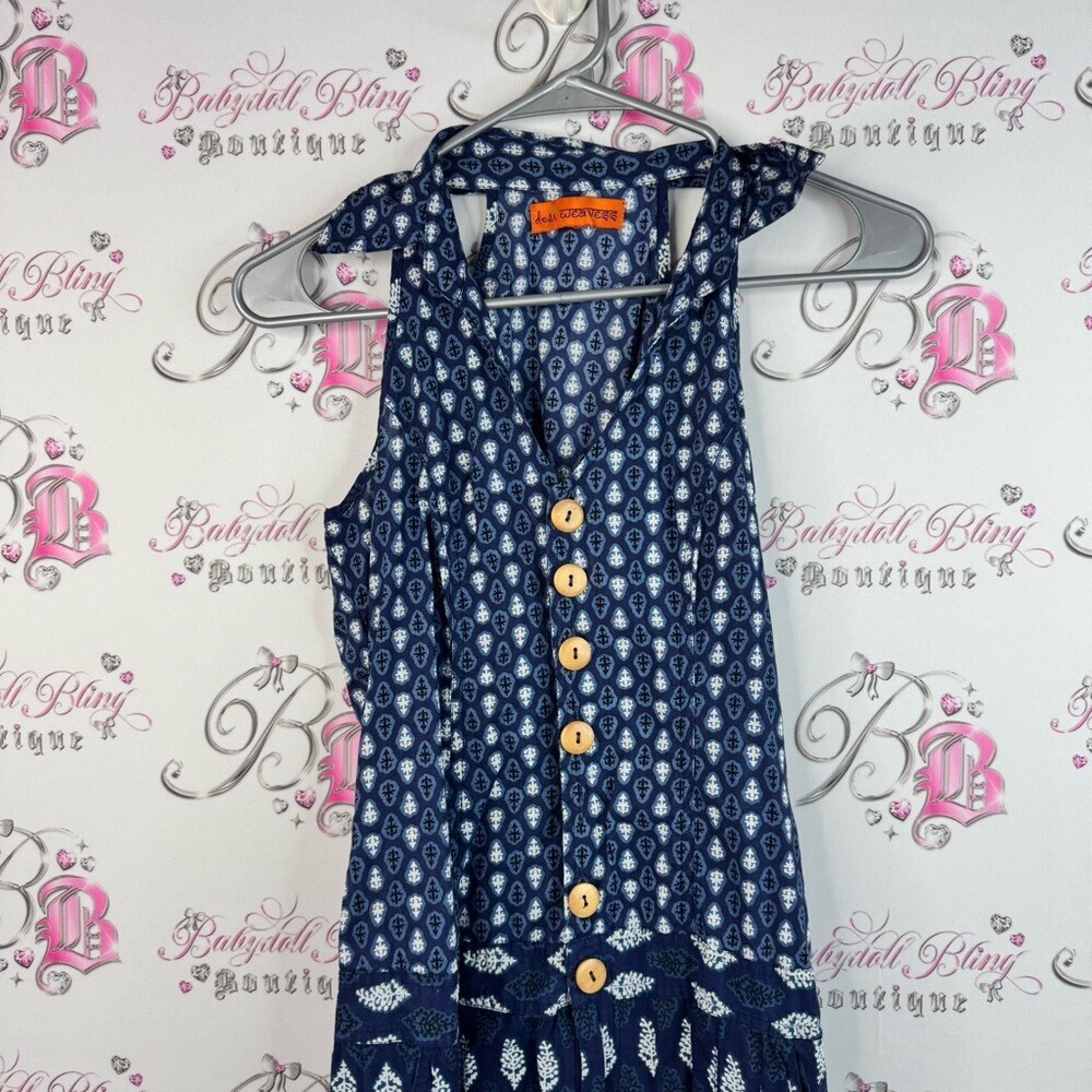 Desi weavess one piece jumper pants suit Blue Sleeveless Button-Down collared - Picture 8 of 16